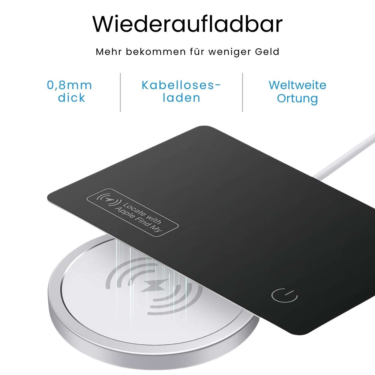 Find My tracker with support for wireless charging