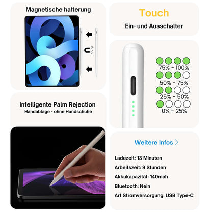 Technische Details vom S&T Design Stylus Pencil usbc für Apple iPad