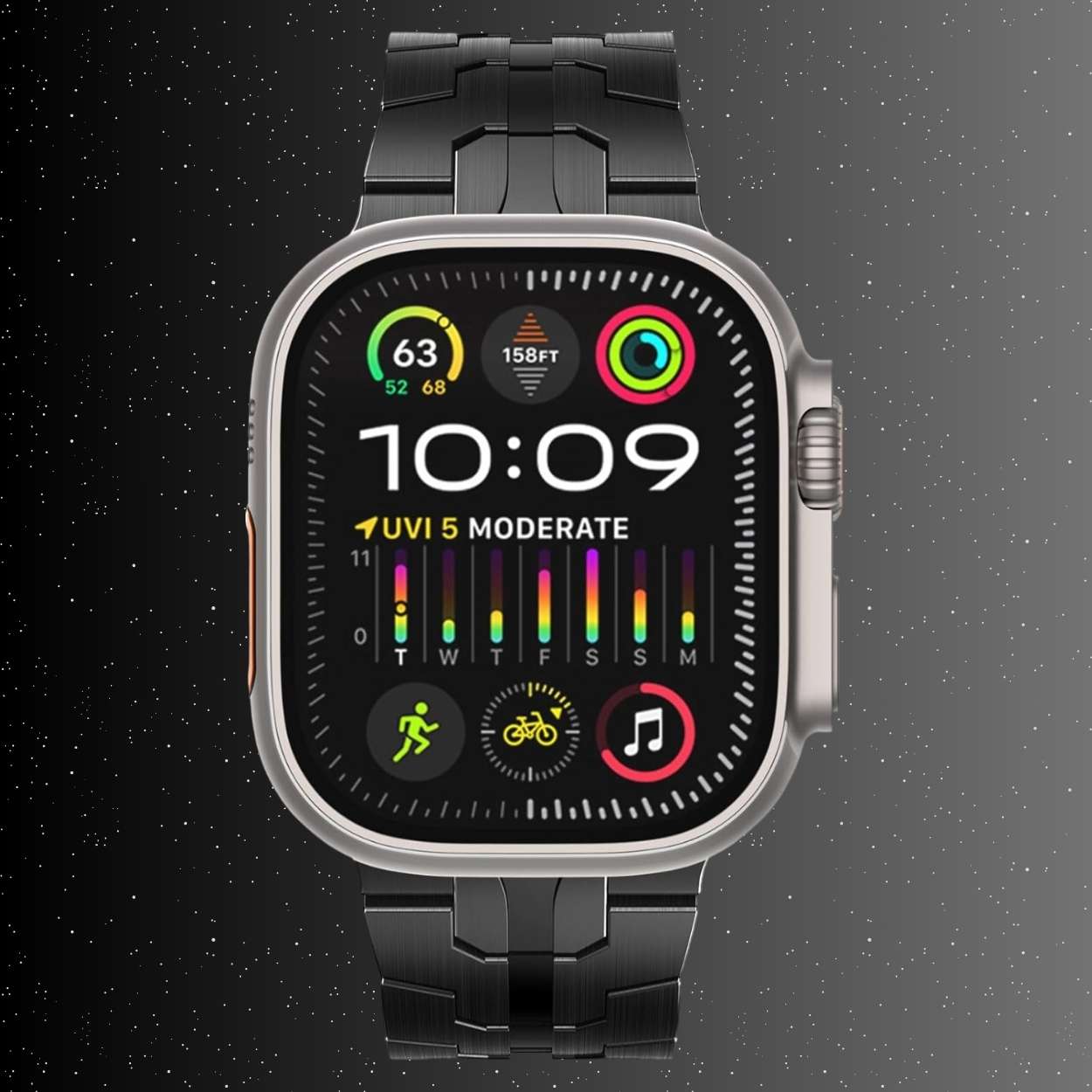 Front ansicht des Armband an der apple watch uhr