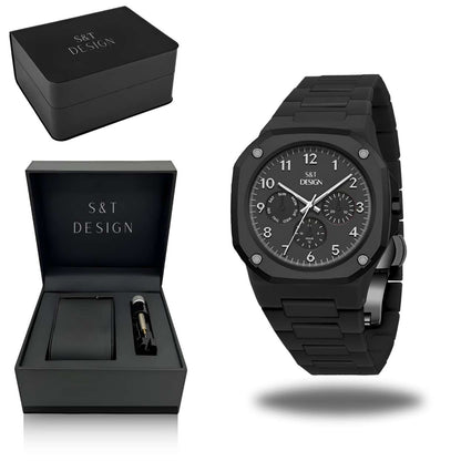 Chronograph Herrenuhr Armbanduhr Elegant Herren Uhr (inkl. Armbandkürzer, Ultra leicht (54g), Ultraleicht, Arabische Zahlen, Matt, Rostfrei, Polycarbonat Männer Uhr