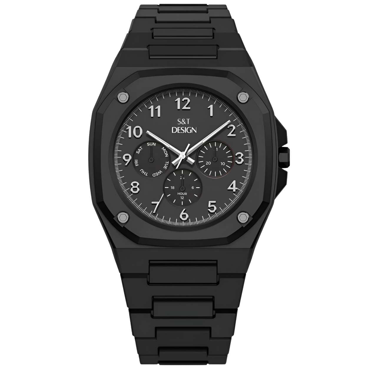 Chronograph Herrenuhr Armbanduhr Elegant Herren Uhr (inkl. Armbandkürzer, Ultra leicht (54g), Ultraleicht, Arabische Zahlen, Matt, Rostfrei, Polycarbonat Männer Uhr