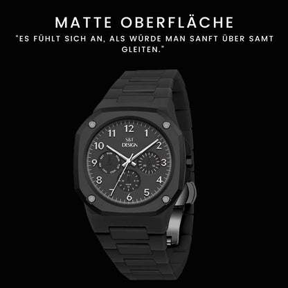 Chronograph Herrenuhr Armbanduhr Elegant Herren Uhr (inkl. Armbandkürzer, Ultra leicht (54g), Ultraleicht, Arabische Zahlen, Matt, Rostfrei, Polycarbonat Männer Uhr
