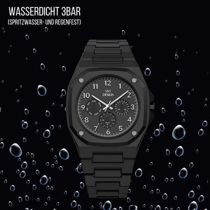 Chronograph Herrenuhr Armbanduhr Elegant Herren Uhr (inkl. Armbandkürzer, Ultra leicht (54g), Ultraleicht, Arabische Zahlen, Matt, Rostfrei, Polycarbonat Männer Uhr