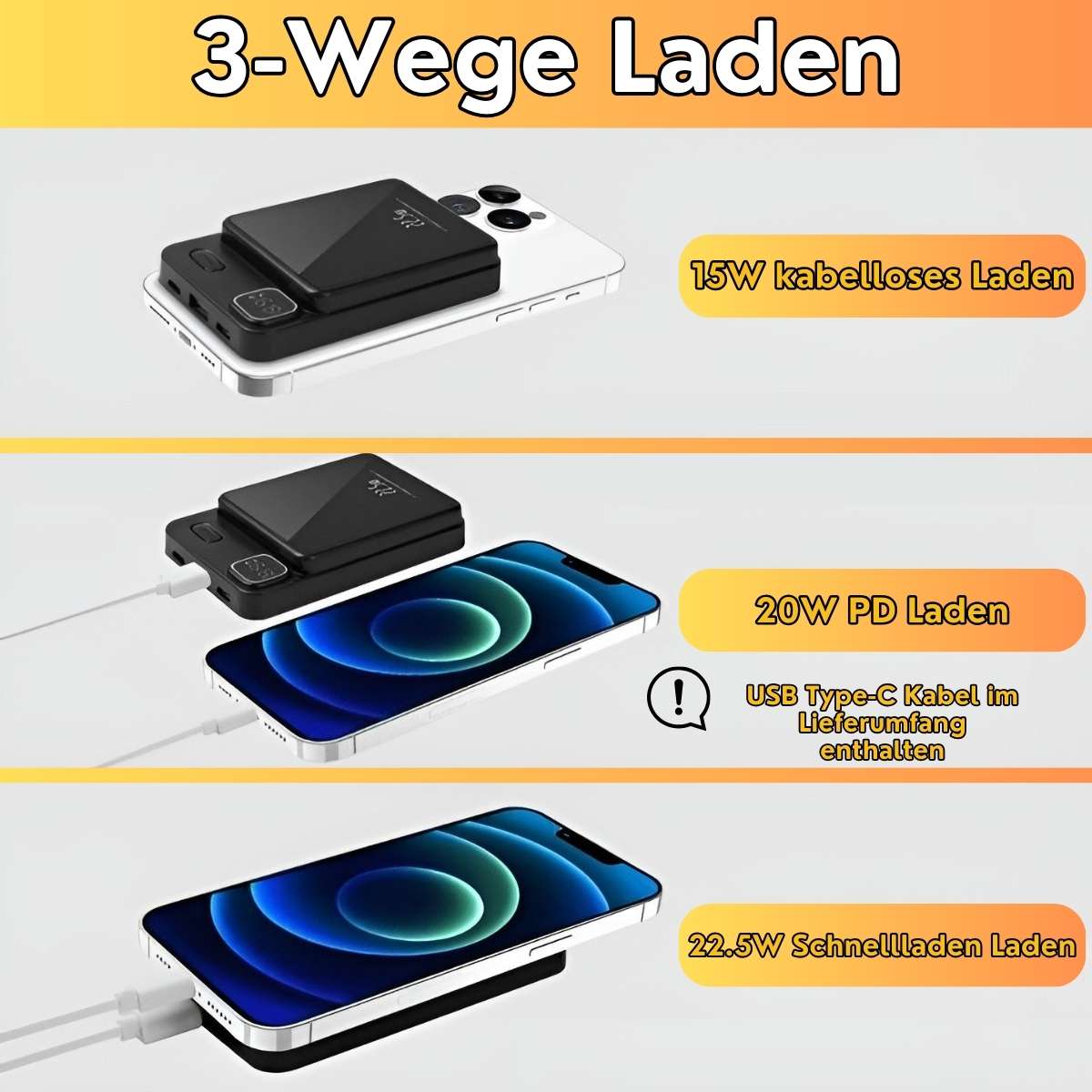 3 way charging of the powerbank